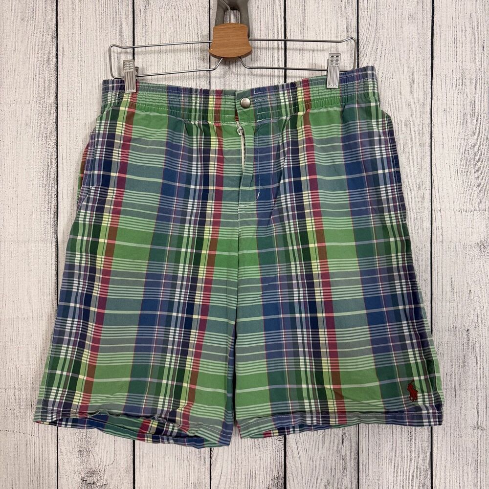 VTG Polo Ralph Lauren Men's Large Multicolor Check Mesh Lined Swim Trunks